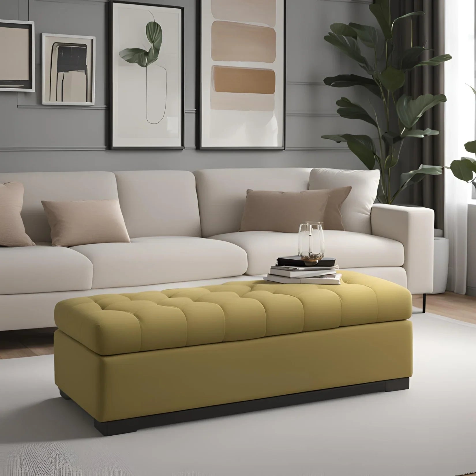 Artisan Crafted Fabric Bench - Ottoman - CRUZ INTERNATIONAL - Furniture Store